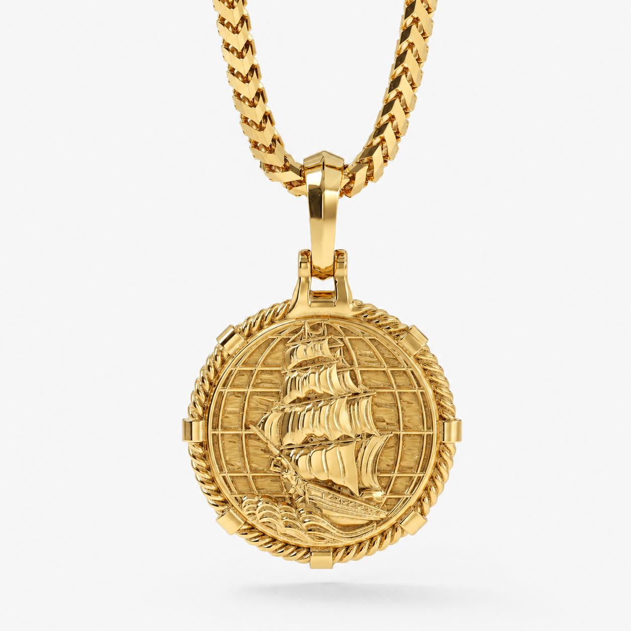 Voyager, Gold Compass Pendant with Single Diamond