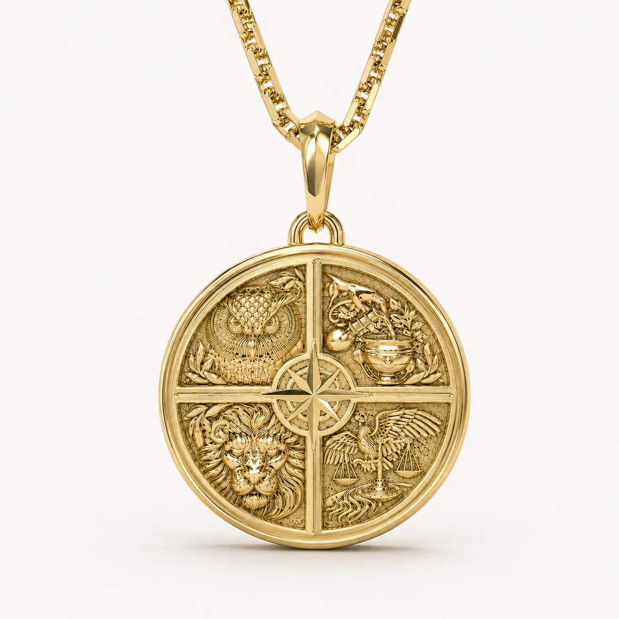 Stoic 4 Virtues, Yellow Gold Pendant